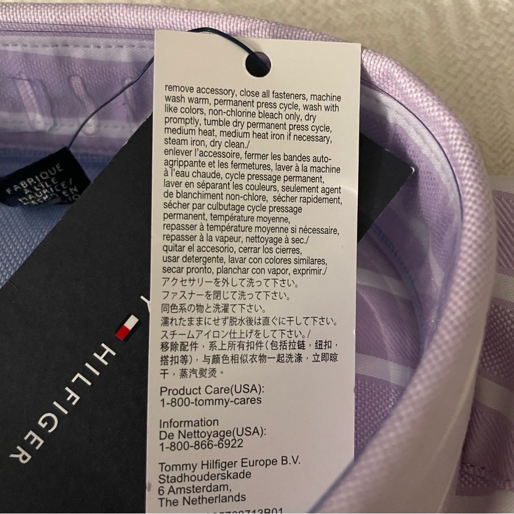 Tommy Hilfiger NEW Men’s Pastel Purple and Cream Striped Shirt 👔 Size: Small - Picture 6 of 8
